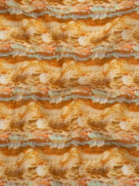 Cotton Crepe – Burnt Orange and Aqua Abstract Jellyfish Stripes – Mood Exclusive Tentacle Trails Print Cotton Crepe – Burnt Orange and Aqua Abstract Jellyfish Stripes – Mood Exclusive Tentacle Trails Print