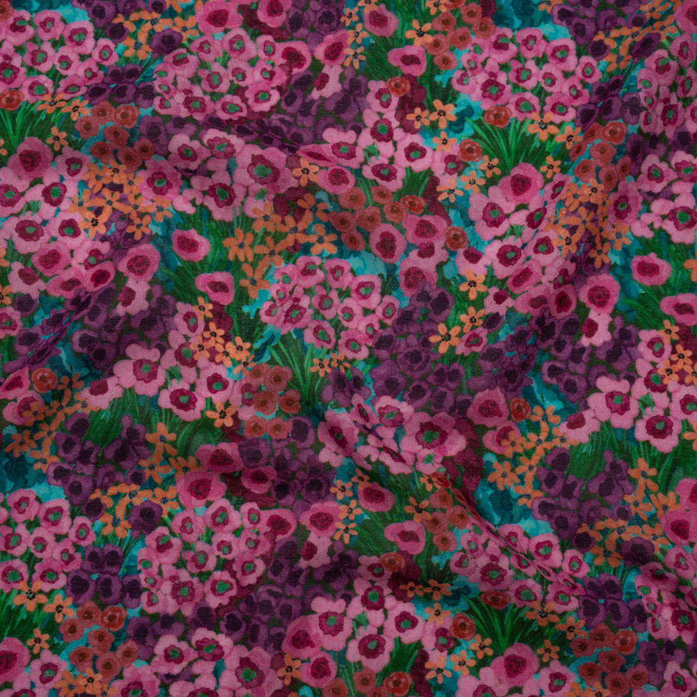 Cotton Crepe – Pink, Purple and Green Popping Flowers – Mood Exclusive Poppy Parade Print Cotton Crepe – Pink, Purple and Green Popping Flowers – Mood Exclusive Poppy Parade Print