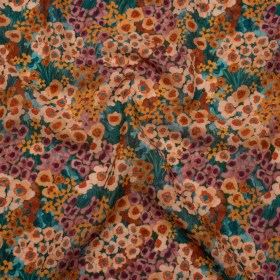 Cotton Crepe – Orange, Rose and Teal Popping Flowers – Mood Exclusive Poppy Parade Print Cotton Crepe – Orange, Rose and Teal Popping Flowers – Mood Exclusive Poppy Parade Print