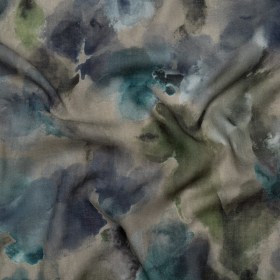 Cotton Crepe – Gray, Olive and Dark Blue Abstract Watercolor – Mood Exclusive Flowing Horizons Print Cotton Crepe – Gray, Olive and Dark Blue Abstract Watercolor – Mood Exclusive Flowing Horizons Print