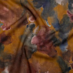 Cotton Crepe – Mustard Yellow, Burgundy and Dark Blue Abstract Watercolor – Mood Exclusive Flowing Horizons Print Cotton Crepe – Mustard Yellow, Burgundy and Dark Blue Abstract Watercolor – Mood Exclusive Flowing Horizons Print