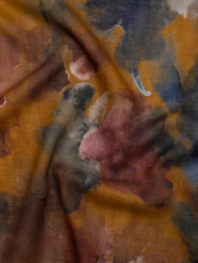 Cotton Crepe – Mustard Yellow, Burgundy and Dark Blue Abstract Watercolor – Mood Exclusive Flowing Horizons Print Cotton Crepe – Mustard Yellow, Burgundy and Dark Blue Abstract Watercolor – Mood Exclusive Flowing Horizons Print