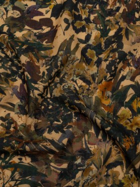 Cotton Crepe – Dark Green, Pale Golden Yellow and Red Brown Floral – Mood Exclusive Golden Grove Print Cotton Crepe – Dark Green, Pale Golden Yellow and Red Brown Floral – Mood Exclusive Golden Grove Print