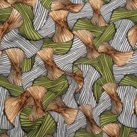 Slubbed Gauzy Cotton Woven – Green, Brown and White Abstract – Mood Exclusive Tantric Tessellations Print Slubbed Gauzy Cotton Woven – Green, Brown and White Abstract – Mood Exclusive Tantric Tessellations Print