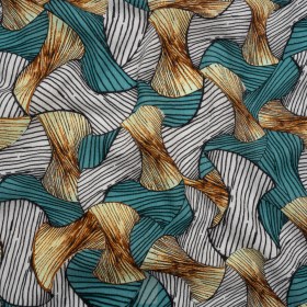 Slubbed Gauzy Cotton Woven – Blue, Brown and White Abstract – Mood Exclusive Tantric Tessellations Print Slubbed Gauzy Cotton Woven – Blue, Brown and White Abstract – Mood Exclusive Tantric Tessellations Print