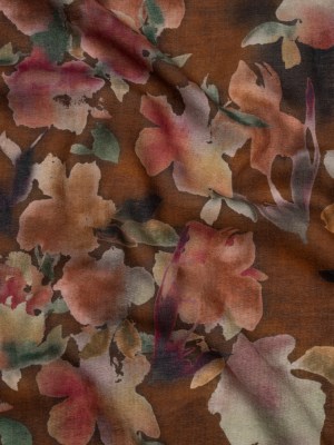 Cotton Crepe – Warm Brown, Pink and Green Abstracted Florals – Mood Exclusive Botanic Breeze Print Cotton Crepe – Warm Brown, Pink and Green Abstracted Florals – Mood Exclusive Botanic Breeze Print