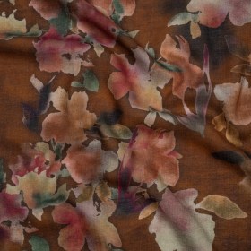 Cotton Crepe – Warm Brown, Pink and Green Abstracted Florals – Mood Exclusive Botanic Breeze Print Cotton Crepe – Warm Brown, Pink and Green Abstracted Florals – Mood Exclusive Botanic Breeze Print