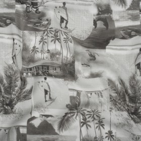 Cotton Crepe – Black, White and Gray Beach Scenes Patchwork – Mood Exclusive Seaside Snapshots Print Cotton Crepe – Black, White and Gray Beach Scenes Patchwork – Mood Exclusive Seaside Snapshots Print