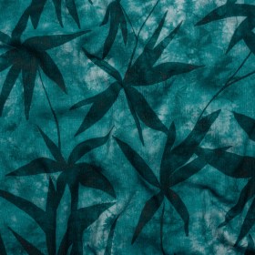 Slubbed Gauzy Cotton Woven – Teal and Turquoise Leaves on Tie Dye – Mood Exclusive Submerged Serenity Print Slubbed Gauzy Cotton Woven – Teal and Turquoise Leaves on Tie Dye – Mood Exclusive Submerged Serenity Print