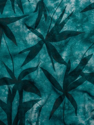 Slubbed Gauzy Cotton Woven – Teal and Turquoise Leaves on Tie Dye – Mood Exclusive Submerged Serenity Print Slubbed Gauzy Cotton Woven – Teal and Turquoise Leaves on Tie Dye – Mood Exclusive Submerged Serenity Print