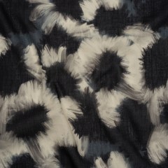 Crinkled Cotton Gauzy Woven – Dark Blue, Black and Cream Painterly Florals – Mood Exclusive Sunflower Strokes Print Crinkled Cotton Gauzy Woven – Dark Blue, Black and Cream Painterly Florals – Mood Exclusive Sunflower Strokes Print