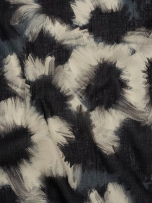 Crinkled Cotton Gauzy Woven – Dark Blue, Black and Cream Painterly Florals – Mood Exclusive Sunflower Strokes Print Crinkled Cotton Gauzy Woven – Dark Blue, Black and Cream Painterly Florals – Mood Exclusive Sunflower Strokes Print