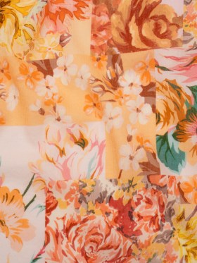 Crinkled Cotton Gauzy Woven – Orange, Peach and Sunny Yellow FLoral Patchwork – Mood Exclusive Sunset Sonata Print Crinkled Cotton Gauzy Woven – Orange, Peach and Sunny Yellow FLoral Patchwork – Mood Exclusive Sunset Sonata Print