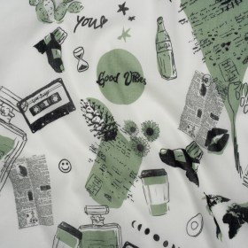 Crinkled Cotton Gauzy Woven – Sage Green, Black and White Miscellaneous Objects – Mood Exclusive Curated Curiosities Print Crinkled Cotton Gauzy Woven – Sage Green, Black and White Miscellaneous Objects – Mood Exclusive Curated Curiosities Print