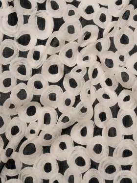 Crinkled Cotton Gauzy Woven – Black and White Painted Circles – Mood Exclusive The Space Between Print Crinkled Cotton Gauzy Woven – Black and White Painted Circles – Mood Exclusive The Space Between Print