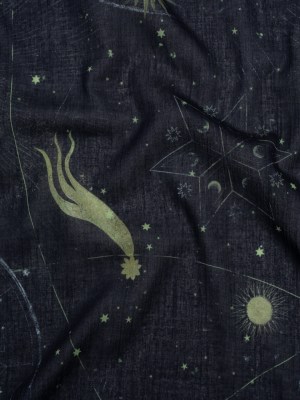 Crinkled Cotton Gauzy Woven – Navy Blue and Lime Green Celestial and Geometrics – Mood Exclusive Cosmic Cartography Print Crinkled Cotton Gauzy Woven – Navy Blue and Lime Green Celestial and Geometrics – Mood Exclusive Cosmic Cartography Print