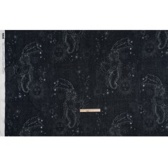 Crinkled Cotton Gauzy Woven – Midnight Blue and White Celestial Motifs – Mood Exclusive Moonlit Tides Print Crinkled Cotton Gauzy Woven – Midnight Blue and White Celestial Motifs – Mood Exclusive Moonlit Tides Print