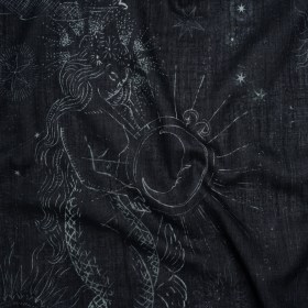 Crinkled Cotton Gauzy Woven – Midnight Blue and White Celestial Motifs – Mood Exclusive Moonlit Tides Print Crinkled Cotton Gauzy Woven – Midnight Blue and White Celestial Motifs – Mood Exclusive Moonlit Tides Print