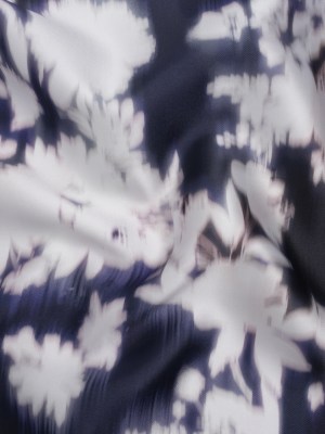 Polyester Mikado – Navy and White Ikat Floral Silhouettes – Mood Exclusive Glowscape Garden Print Polyester Mikado – Navy and White Ikat Floral Silhouettes – Mood Exclusive Glowscape Garden Print