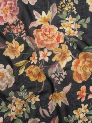 Cotton Voile – Black, Pink and Yellow Floral – Mood Exclusive Nocturne Garden Print Cotton Voile – Black, Pink and Yellow Floral – Mood Exclusive Nocturne Garden Print