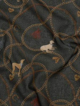 Cotton Voile – Charcoal and Brown Chains and Reins – Mood Exclusive Charm Bracelet Print Cotton Voile – Charcoal and Brown Chains and Reins – Mood Exclusive Charm Bracelet Print