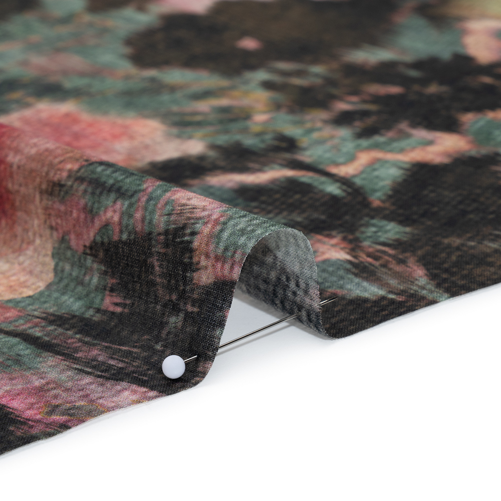 Cotton Voile – Rose, Forest Green and Black Ikat Floral Shadows – Mood Exclusive Eclipse Euphoria Print Cotton Voile – Rose, Forest Green and Black Ikat Floral Shadows – Mood Exclusive Eclipse Euphoria Print