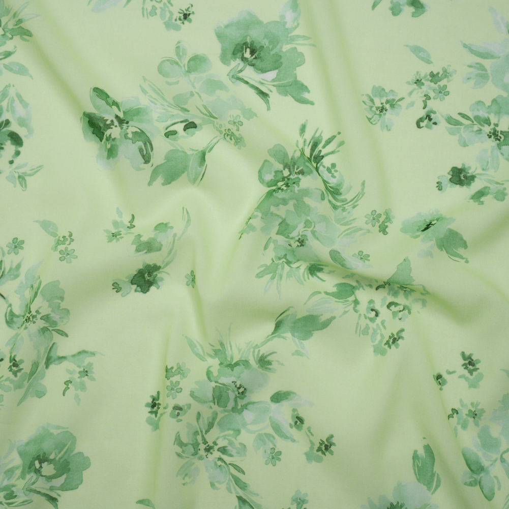 Cotton Voile – Mint and Green Floral- Mood Exclusive Watercolor Wilds Print Cotton Voile – Mint and Green Floral- Mood Exclusive Watercolor Wilds Print