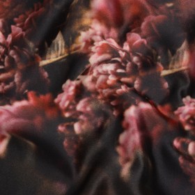 Polyester Mikado – Pink, Black and Golden Brown Hazy Carnations – Mood Exclusive Carnation Close-Up Print Polyester Mikado – Pink, Black and Golden Brown Hazy Carnations – Mood Exclusive Carnation Close-Up Print