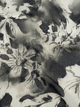 Cotton Voile – Black and White Watercolor Flowers – Mood Exclusive Inkblot Inspirations Print Cotton Voile – Black and White Watercolor Flowers – Mood Exclusive Inkblot Inspirations Print