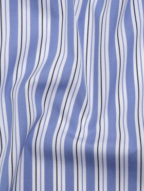 Cotton Shirting – Country Blue, Black and White Stripes – Deadstock Cotton Shirting – Country Blue, Black and White Stripes – Deadstock