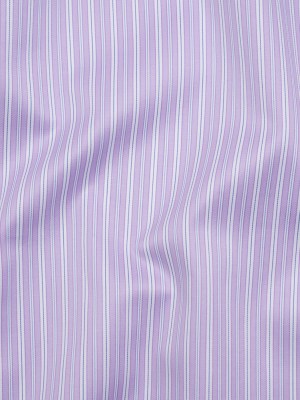 Cotton Twill Shirting Made in Italy – Lavender, White and Navy Stripes – Deadstock Cotton Twill Shirting Made in Italy – Lavender, White and Navy Stripes – Deadstock