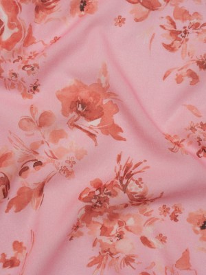 Cotton Voile – Rose Pink and Red Floral – Mood Exclusive Watercolor Wilds Print Cotton Voile – Rose Pink and Red Floral – Mood Exclusive Watercolor Wilds Print