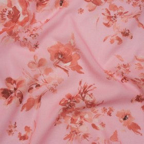 Cotton Voile – Rose Pink and Red Floral – Mood Exclusive Watercolor Wilds Print Cotton Voile – Rose Pink and Red Floral – Mood Exclusive Watercolor Wilds Print