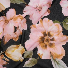 Cotton Voile – Light Pink, Green and Black Watercolor Florals – Mood Exclusive Blooming Bouquets Print Cotton Voile – Light Pink, Green and Black Watercolor Florals – Mood Exclusive Blooming Bouquets Print