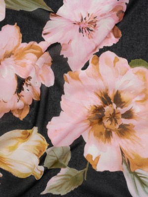 Cotton Voile – Light Pink, Green and Black Watercolor Florals – Mood Exclusive Blooming Bouquets Print Cotton Voile – Light Pink, Green and Black Watercolor Florals – Mood Exclusive Blooming Bouquets Print