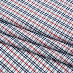 Cotton Shirting – Navy, Sky Blue and Red Plaid – Deadstock Cotton Shirting – Navy, Sky Blue and Red Plaid – Deadstock