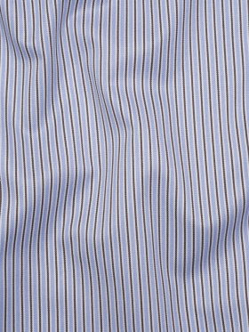 Cotton Twill Shirting Made in Italy – Light Blue, Brown and White Stripes – Deadstock Cotton Twill Shirting Made in Italy – Light Blue, Brown and White Stripes – Deadstock