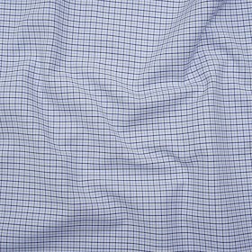 Cotton Oxford Shirting – Navy, Sky Blue and White Tattersall Check – Deadstock Cotton Oxford Shirting – Navy, Sky Blue and White Tattersall Check – Deadstock