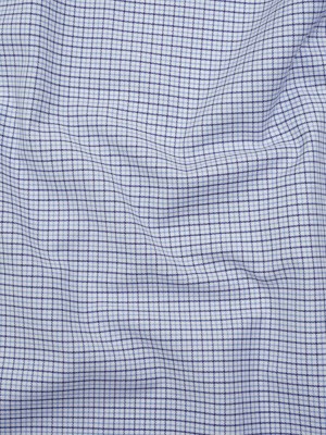 Cotton Oxford Shirting – Navy, Sky Blue and White Tattersall Check – Deadstock Cotton Oxford Shirting – Navy, Sky Blue and White Tattersall Check – Deadstock