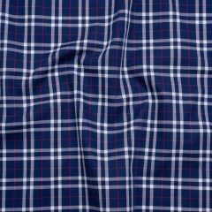 Cotton Shirting – Blue, White and Red Plaid – Deadstock Cotton Shirting – Blue, White and Red Plaid – Deadstock