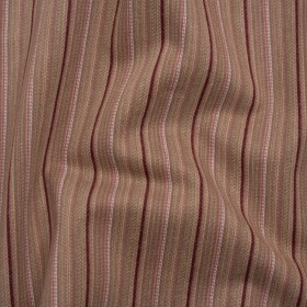 Brushed Stretch Cotton Twill – Taupe, Rose Pink and Berry Red Stripes – Deadstock Brushed Stretch Cotton Twill – Taupe, Rose Pink and Berry Red Stripes – Deadstock