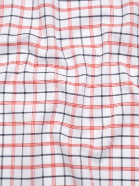 Pima Cotton Oxford Shirting – Red, Navy and White Plaid – Deadstock Pima Cotton Oxford Shirting – Red, Navy and White Plaid – Deadstock