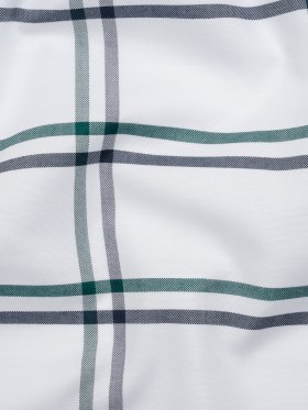 Cotton Oxford Shirting – Dark Green, Navy and White Plaid – Deadstock Cotton Oxford Shirting – Dark Green, Navy and White Plaid – Deadstock