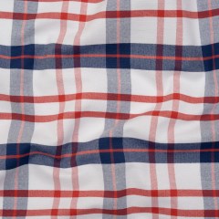 Cotton Oxford Shirting – Red, Navy Blue and White Plaid – Deadstock Cotton Oxford Shirting – Red, Navy Blue and White Plaid – Deadstock