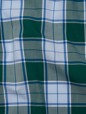 Cotton Shirting – Forest Green and Sky Blue Plaid – Designer Deadstock Cotton Shirting – Forest Green and Sky Blue Plaid – Designer Deadstock