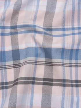 Cotton Oxford Shirting – Pink, Sky Blue and Charcoal Plaid – Deadstock Cotton Oxford Shirting – Pink, Sky Blue and Charcoal Plaid – Deadstock