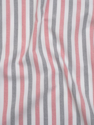 Cotton Oxford Shirting – Black, Red and White Stripes – Deadstock Cotton Oxford Shirting – Black, Red and White Stripes – Deadstock