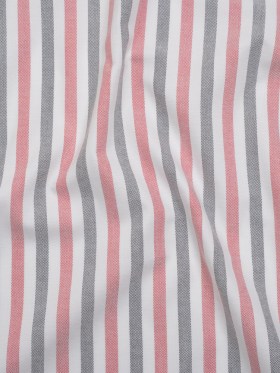 Cotton Oxford Shirting – Black, Red and White Stripes – Deadstock Cotton Oxford Shirting – Black, Red and White Stripes – Deadstock