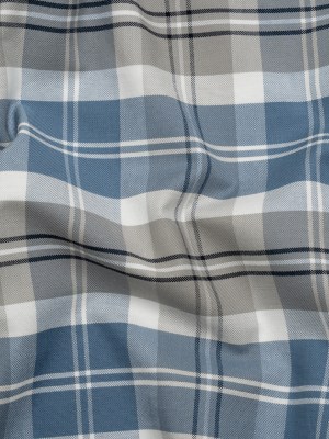 Cotton Oxford Shirting – Blue, Gray and White Plaid – Deadstock Cotton Oxford Shirting – Blue, Gray and White Plaid – Deadstock