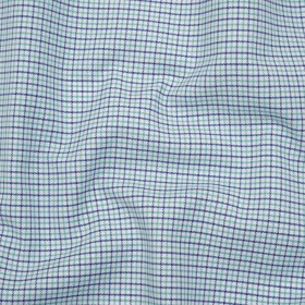 Cotton Oxford Shirting – Navy Blue, Sea Green and White Tattersall Check – Deadstock Cotton Oxford Shirting – Navy Blue, Sea Green and White Tattersall Check – Deadstock